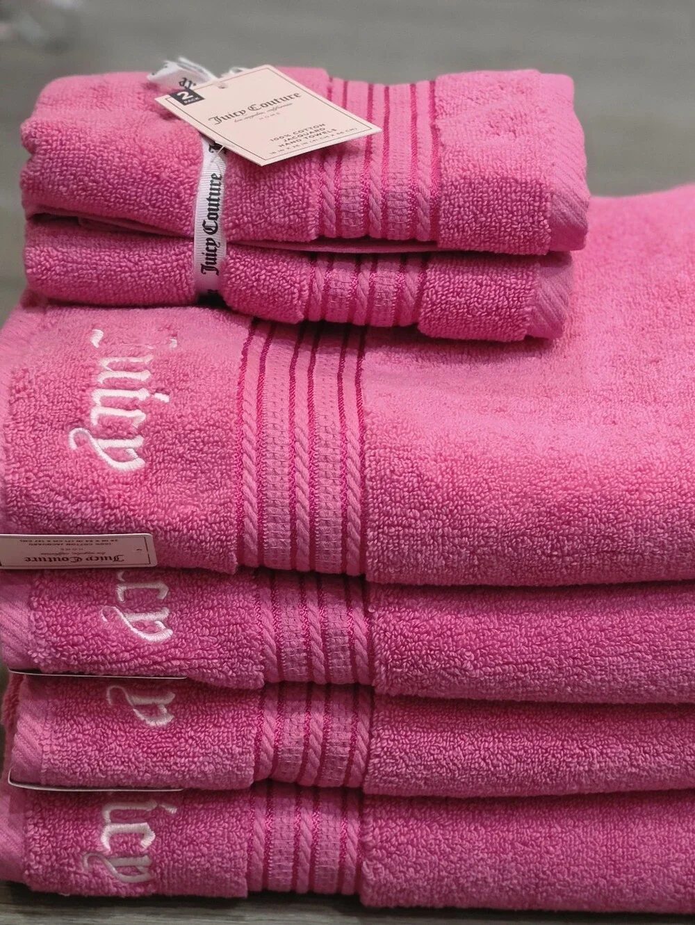 Juicy Couture Home Embrodried Logo Oversized Plush Bath & Hand Towel Set
